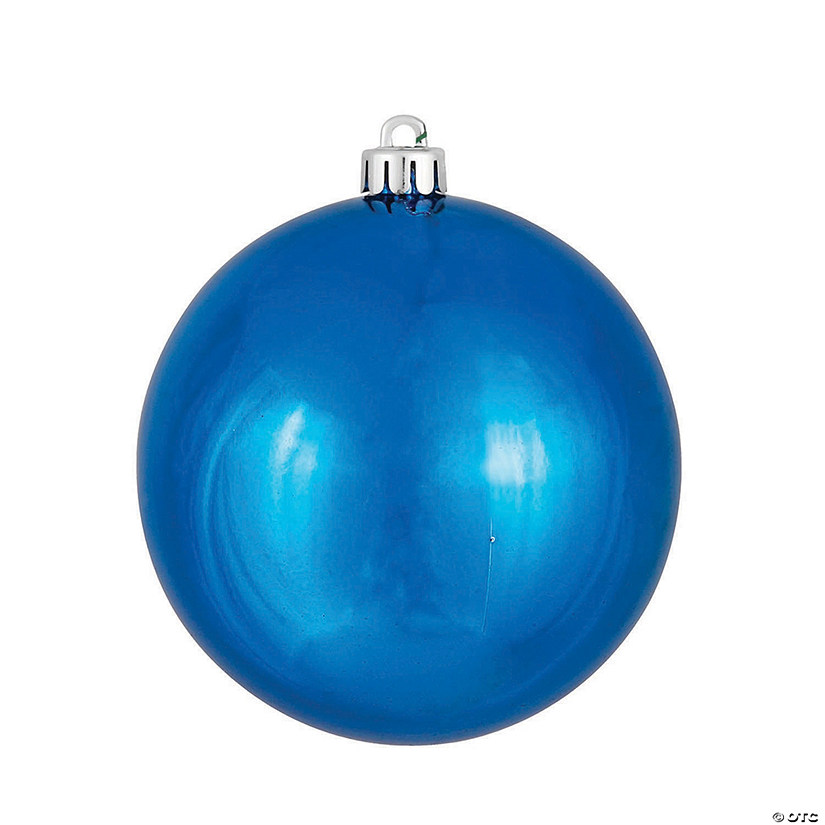Vickerman Shatterproof 6" Blue Shiny Ball Christmas Ornament, 4 per Box Image