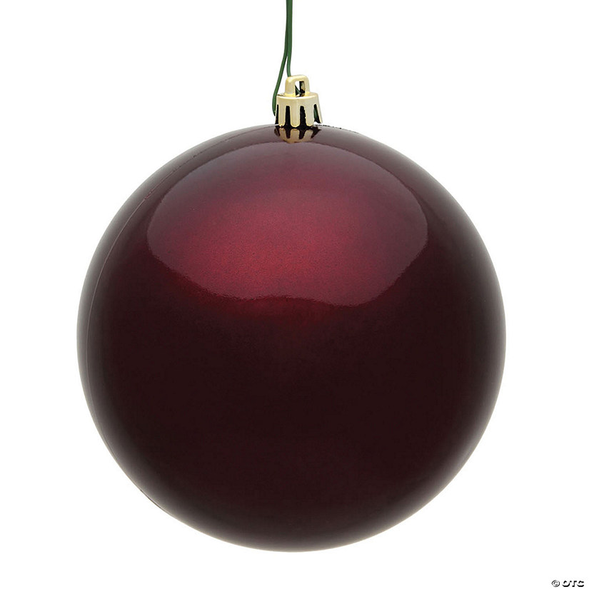 Vickerman Shatterproof 6" Burgundy Candy Ball Christmas Ornament, 4 per Bag Image