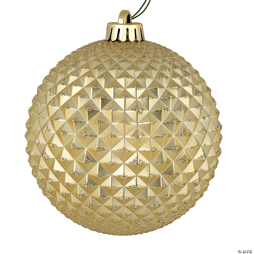 Vickerman Shatterproof 6" Champagne Durian Glitter Ball Christmas Ornament, 4 per Bag Image