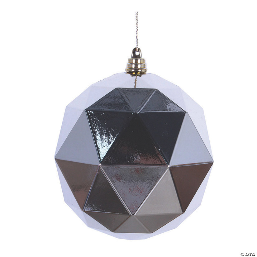 Vickerman Shatterproof 6" Champagne Geometric Ball Ornament , 4 per Bag Image
