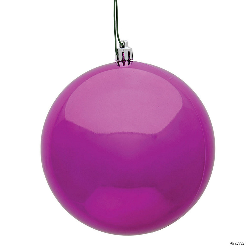 Vickerman Shatterproof 6" Fuchsia Shiny Ball Christmas Ornament, 4 per Bag Image