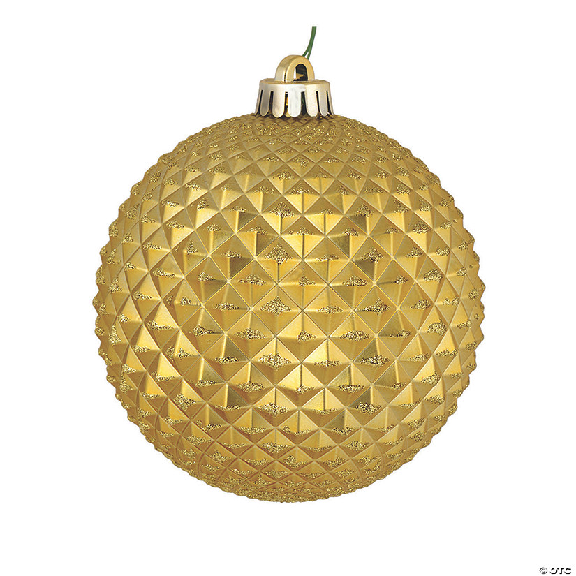 Vickerman Shatterproof 6" Gold Durian Glitter Ball Christmas Ornaments- 4 per Box Image