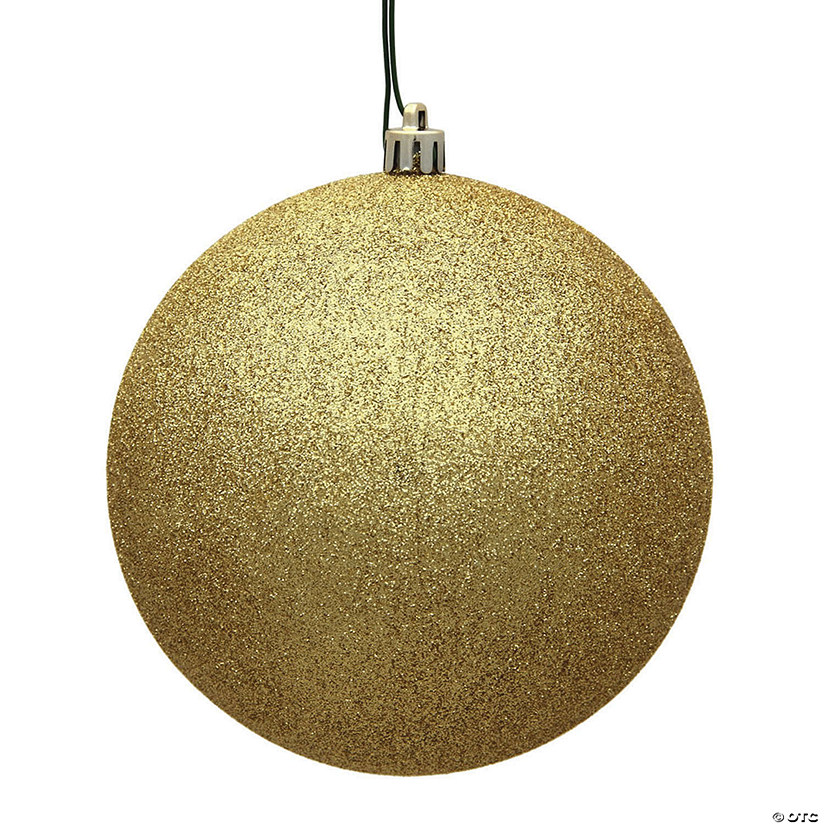 Vickerman Shatterproof 6" Gold Glitter Ball Christmas Ornament, 4 per Bag Image