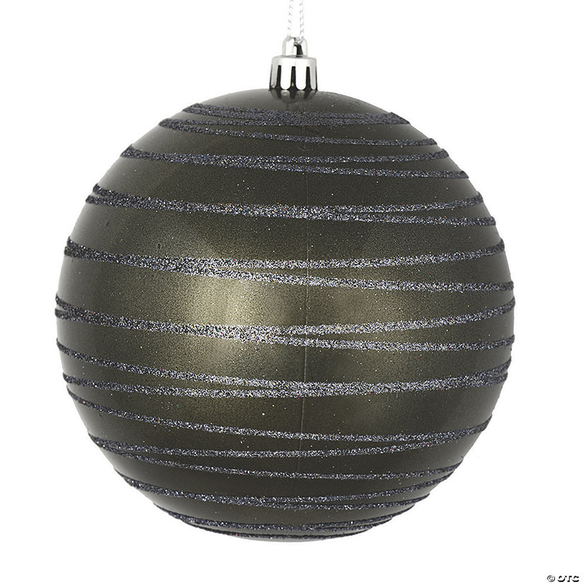 Vickerman Shatterproof 6" Pewter Candy Finish with Glitter Ball Christmas Ornaments, 3 per Bag Image