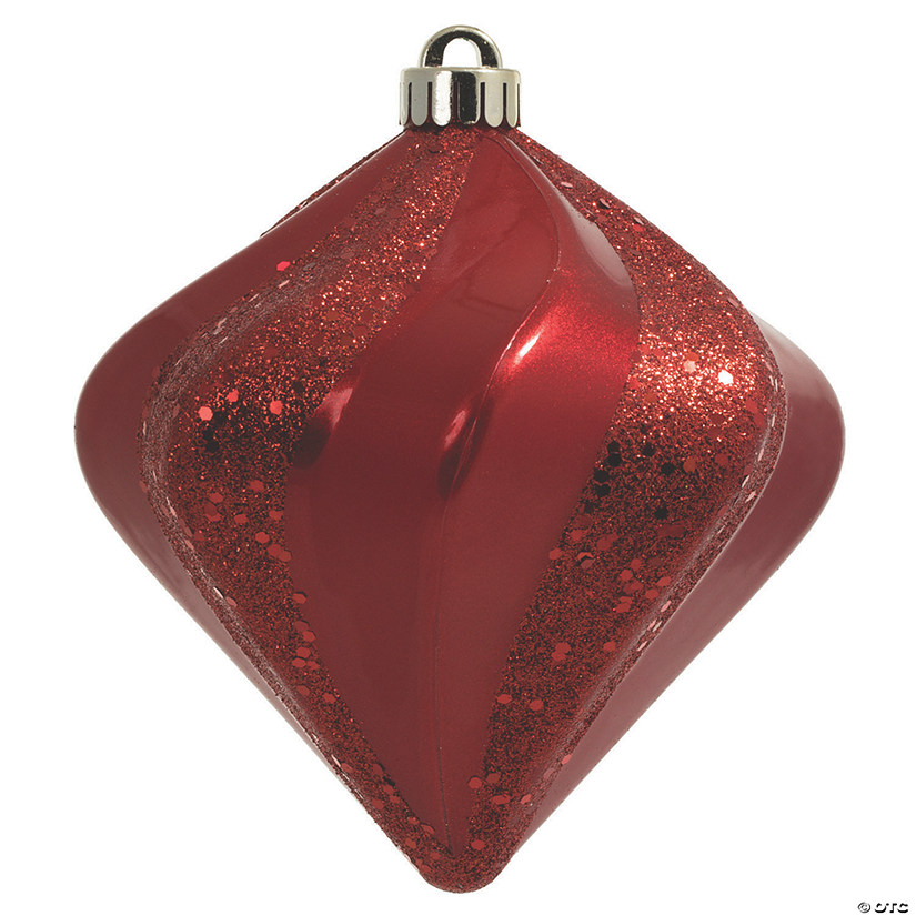Vickerman Shatterproof 6"  Red Candy Finish Diamond Shaped Christmas Ornament, 3 per Bag Image