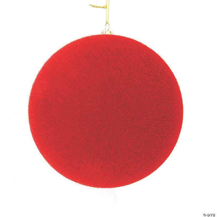 Vickerman Shatterproof 6" Red Flocked Ball Christmas Ornament, 4 per Bag Image