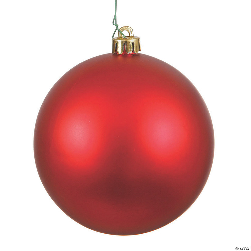 Vickerman Shatterproof 6" Red Matte Ball Christmas Ornament, 4 per Box Image