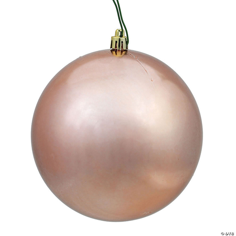 Vickerman Shatterproof 6" Rose Gold Shiny Ball Christmas Ornament, 4 per Bag Image