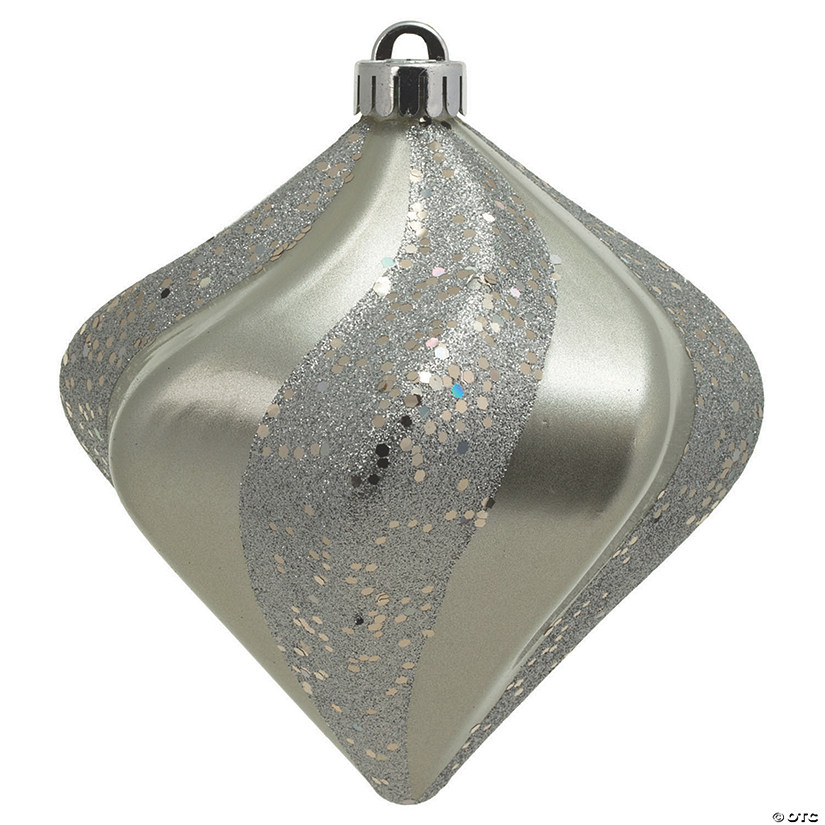 Vickerman Shatterproof 6"  Silver Swirl Diamond Shaped Christmas Ornament, 3 per Bag Image