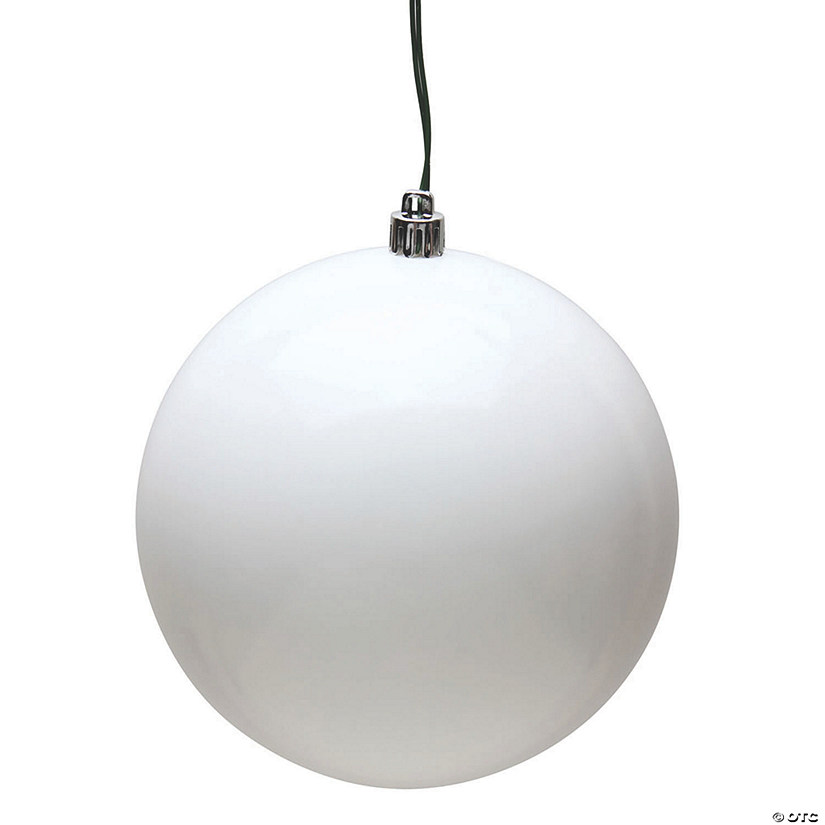 Vickerman Shatterproof 6" White Candy Finish Ball Christmas Ornament, 4 per Bag Image