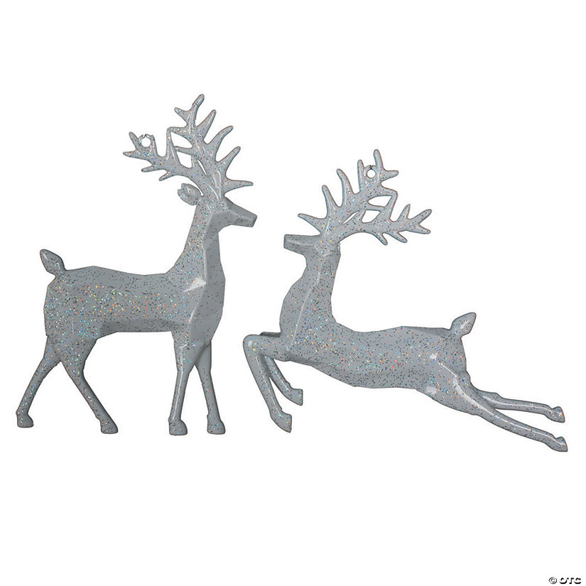 Vickerman Shatterproof 6" White Glitter Deer Ornament, 6 per Box Image