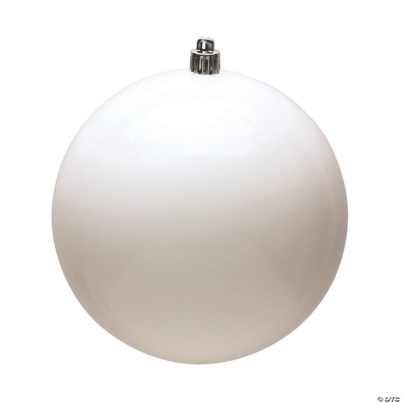 Vickerman Shatterproof 6" White Shiny Ball Christmas Ornament, 4 per Bag Image