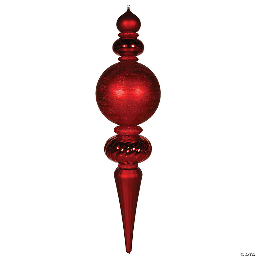 Vickerman Shatterproof 62" Giant Red Shiny, Matte and Glitter Finial Christmas Ornament Image