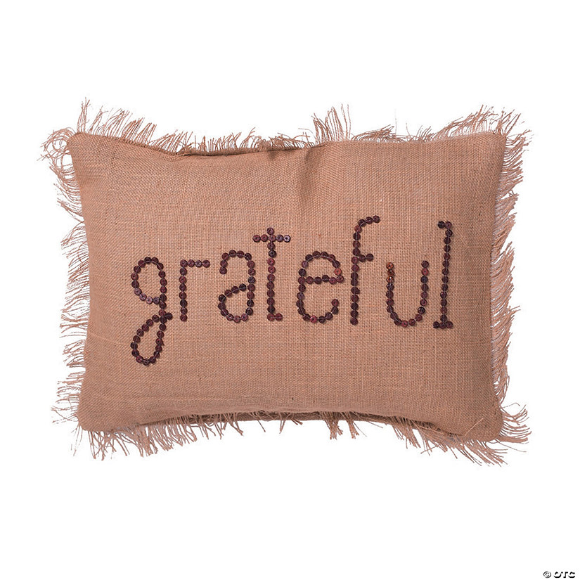 Vickerman Tan Burlap Button Wording 14" x 20" Throw Pillow Image
