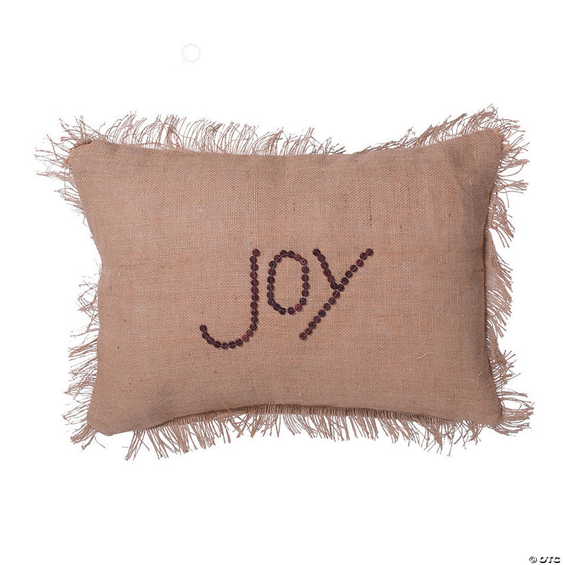 Vickerman Tan Burlap Button Wording 14" x 20" Throw Pillow Image