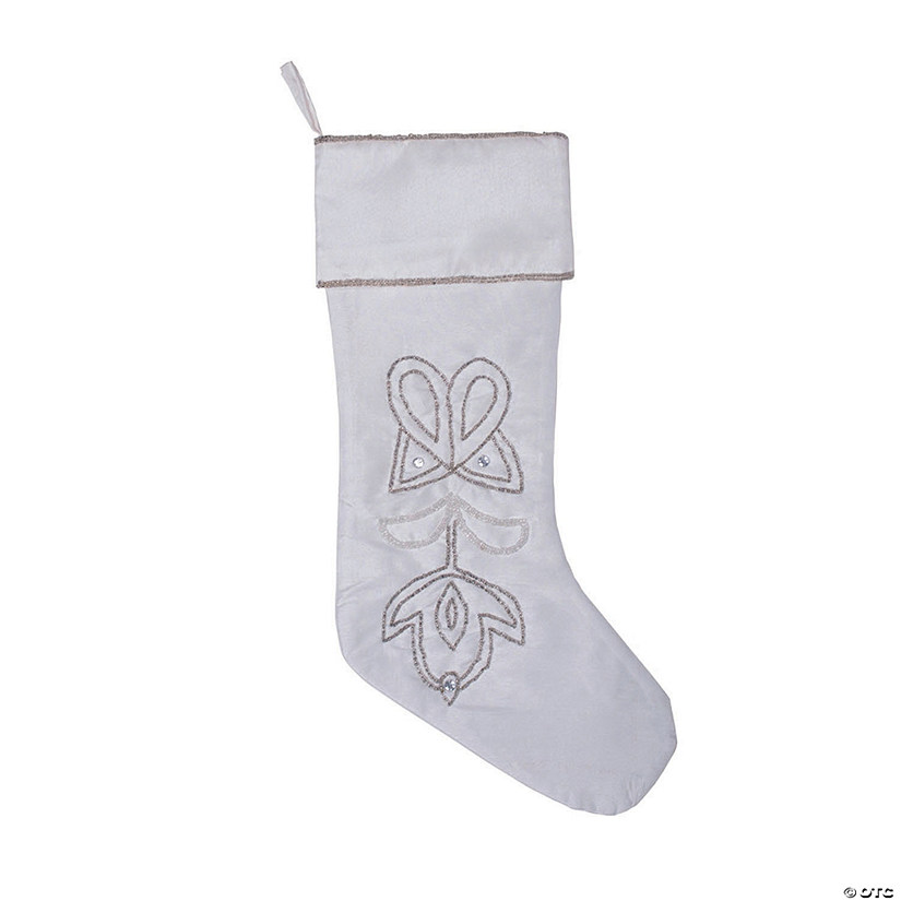 Vickerman White 8" x 19" Pointed Beaded Stocking Image