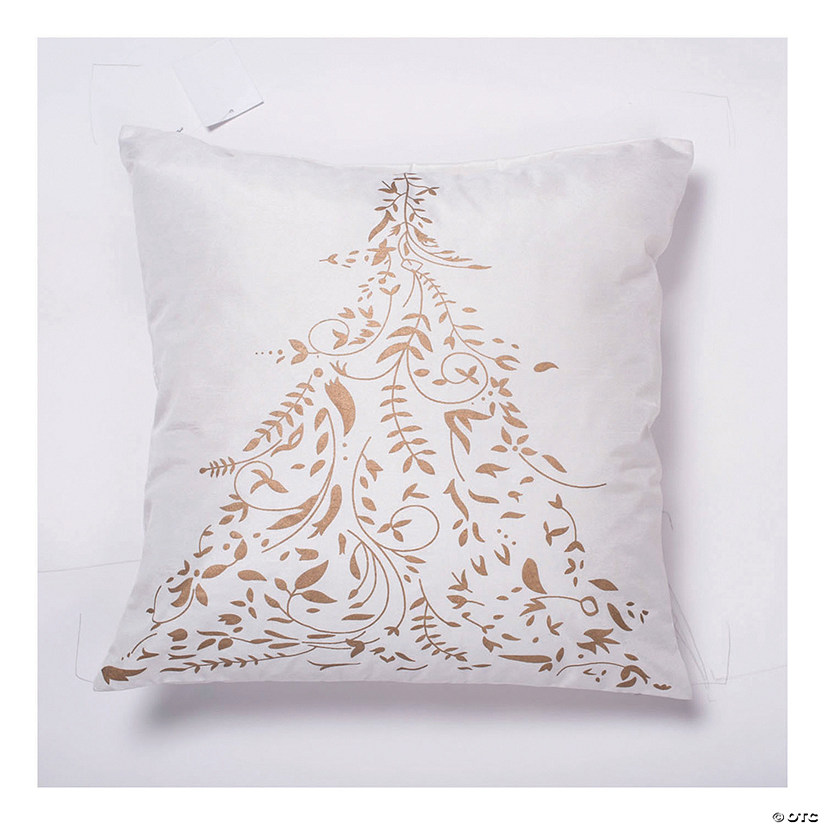 Vickerman White Gold Foiled Tree 18" x 18" Throw Pillow Image
