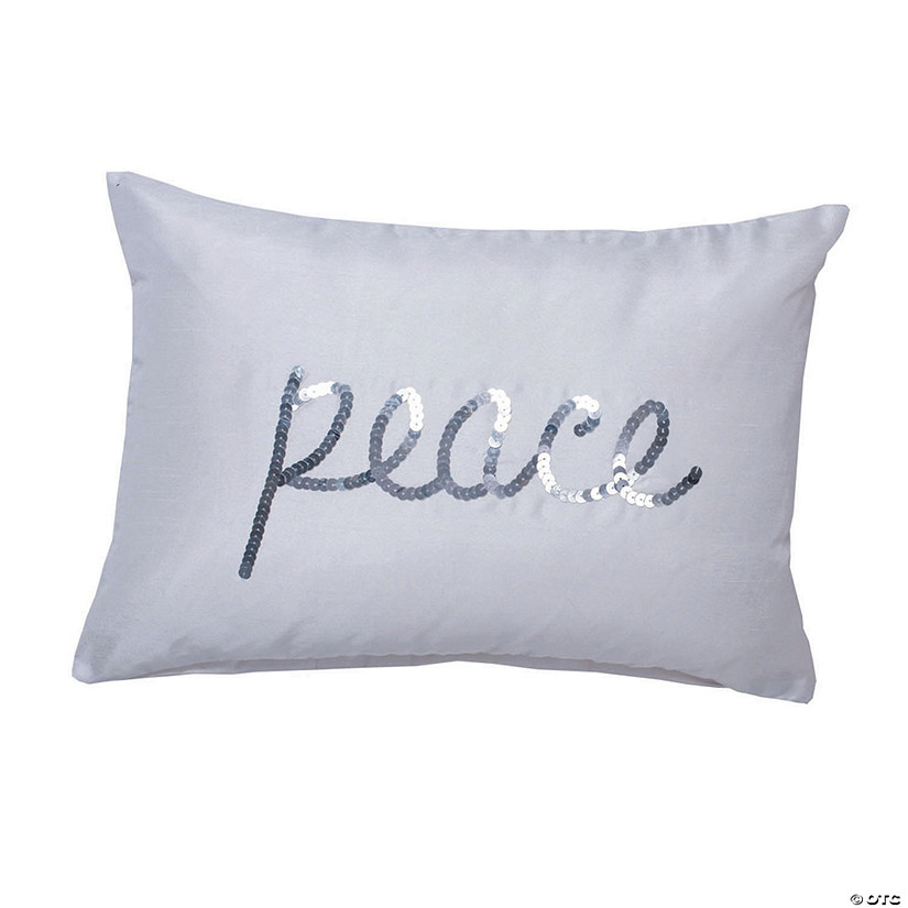 Vickerman White Silver Sequined Wording 14" x 20" Throw Pillow Image