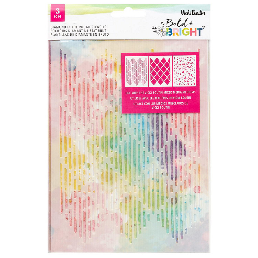 Vicki Boutin Bold And Bright Stencil Pack 3/Pkg-Diamond In The Rough Image
