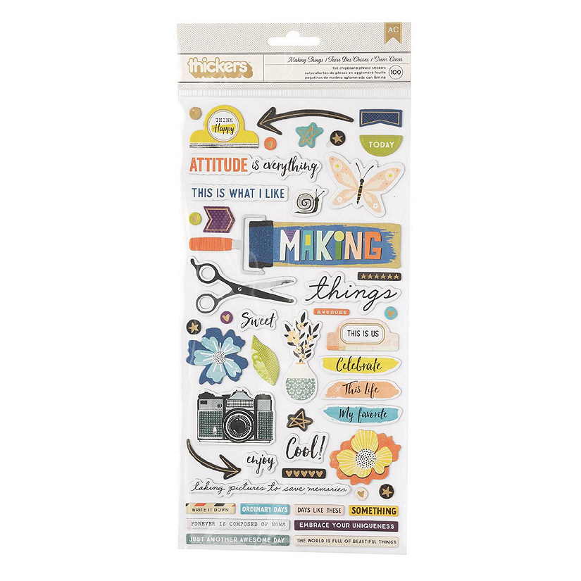 Vicki Boutin Print Shop Thickers Stickers 100/Pkg-Making Things Phrase/Chipboard Image
