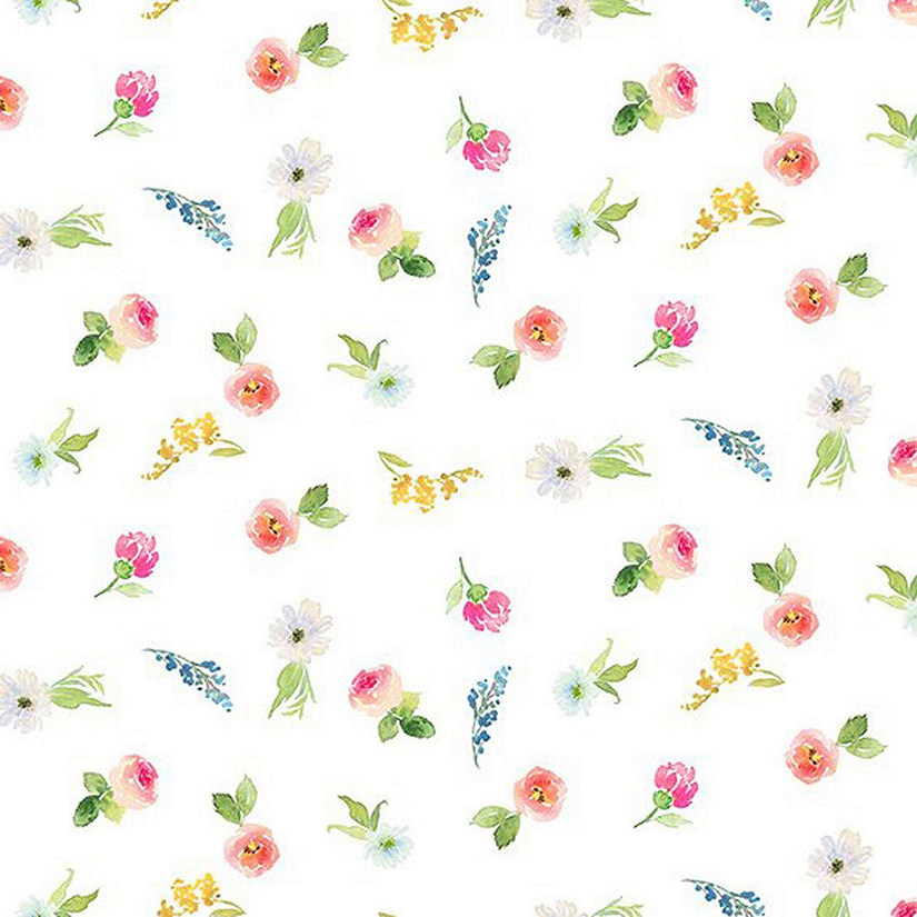 Victoria White Small Flowers Floral Cotton Fabric In the Beginning by the yard Image
