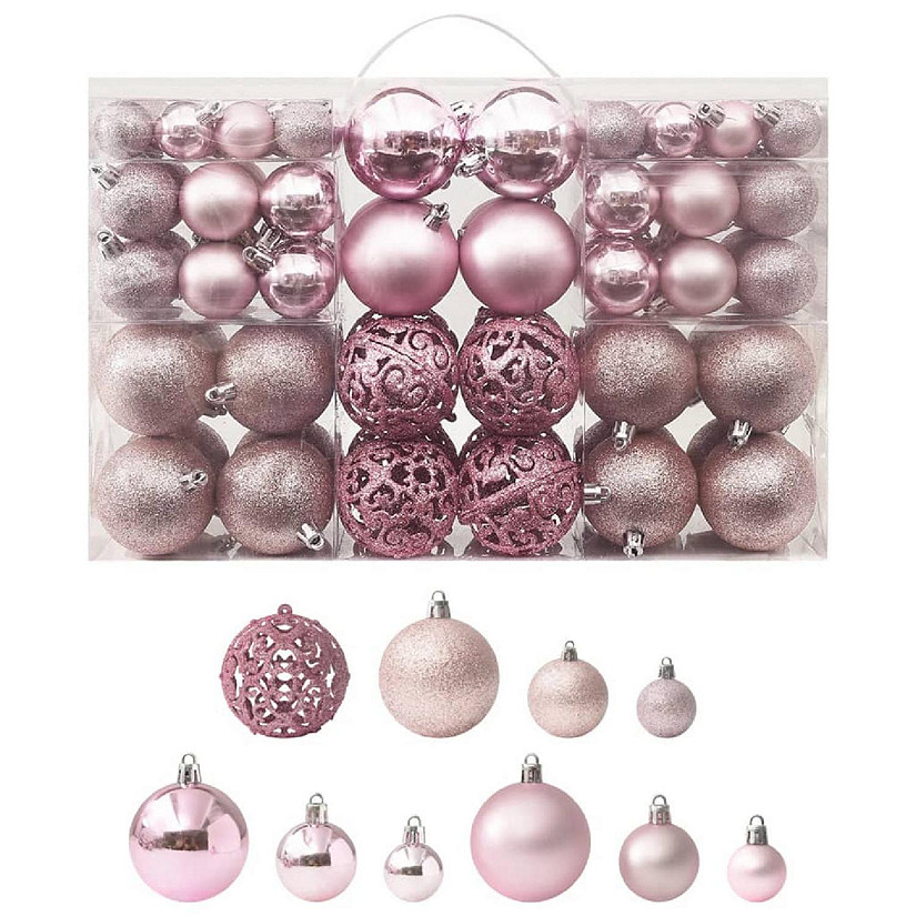 vidaXL 100 Piece Christmas Ball Set Pink Image