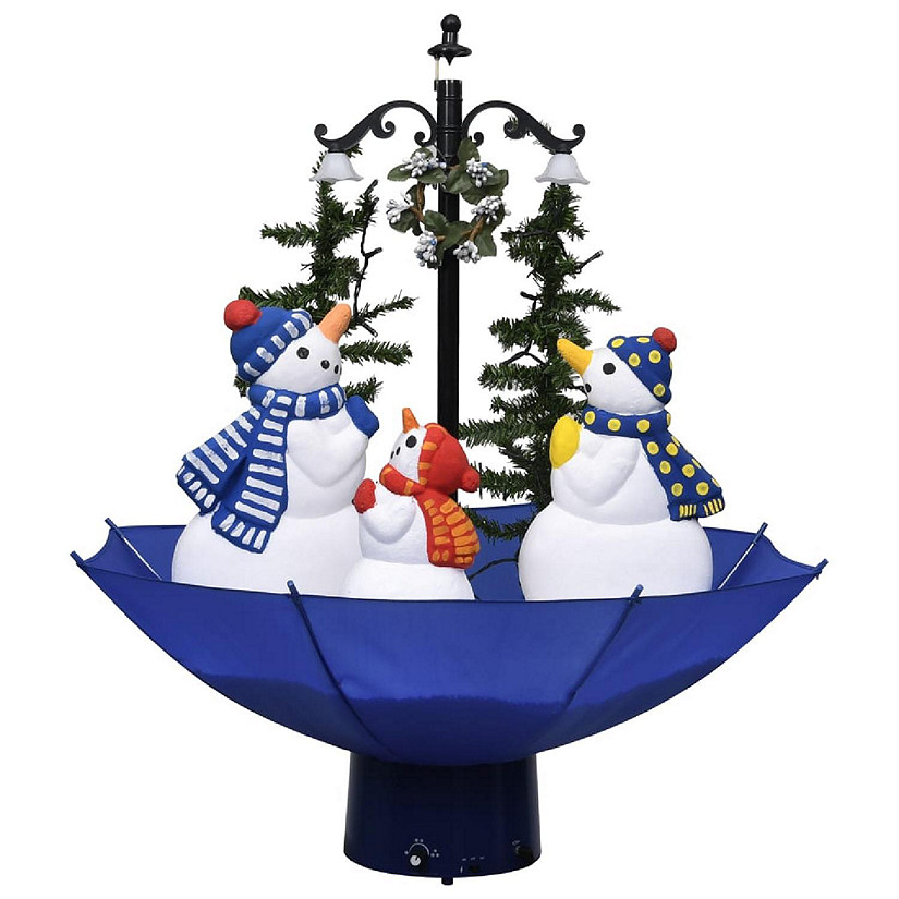 vidaXL 2' Blue Snowing Christmas Tree with Umbrella Base Image