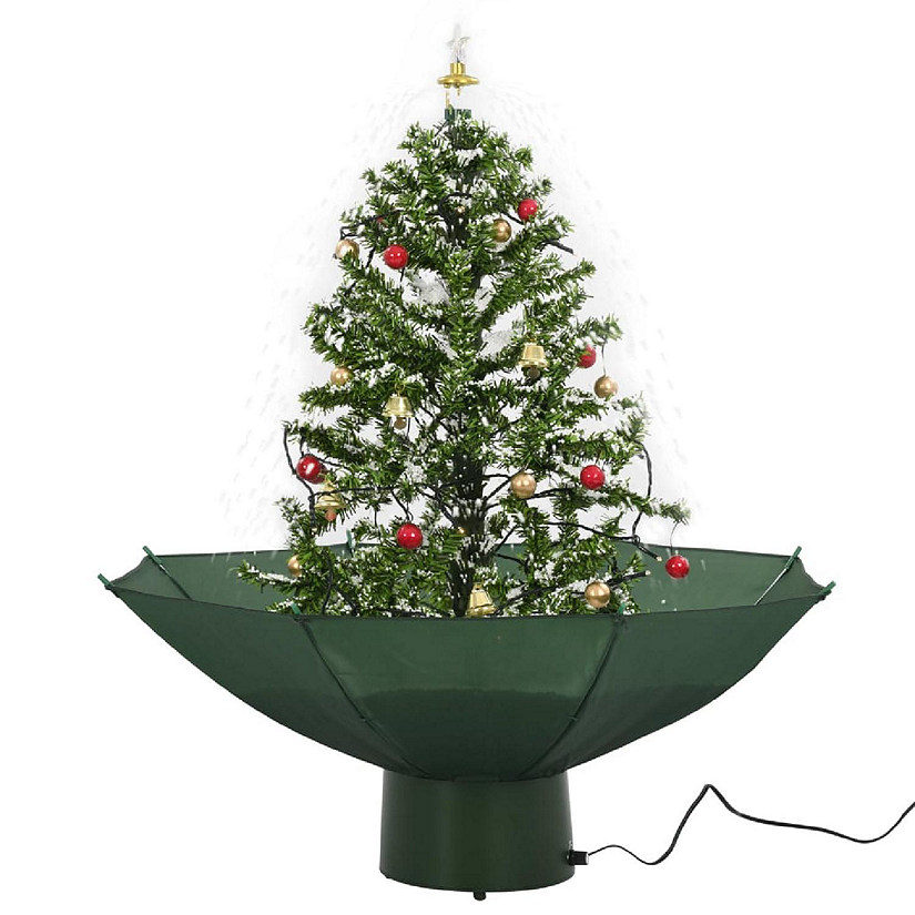 vidaXL 2' Green Snowing Christmas Tree with Umbrella Base Oriental