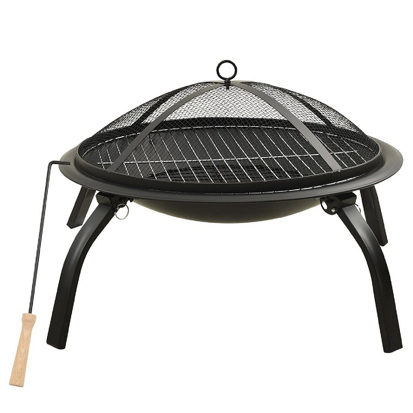 vidaXL 2-in-1 Fire Pit and BBQ with Poker 22"x22"x19.3" Steel fire pits Image