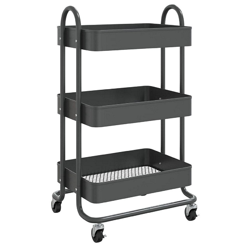 vidaXL 3-Tier Trolley Anthracite 16.9"x13.4"x31.1" Steel Image