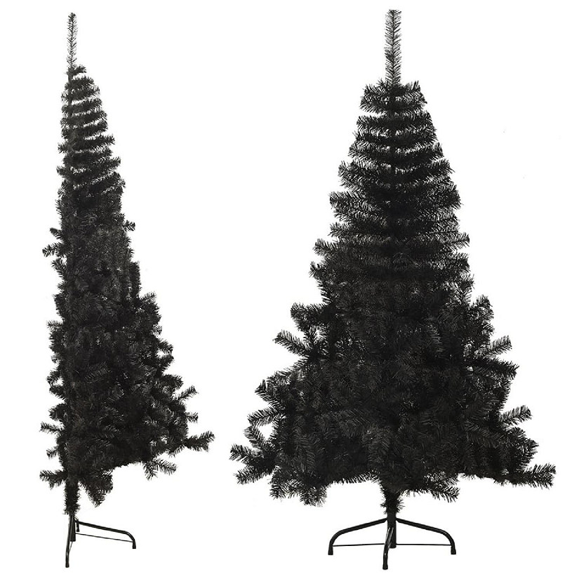VidaXL 4' Black PVC/Steel Artificial Half Christmas Tree with Stand Image