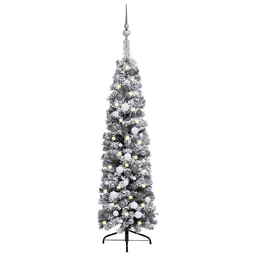 https://s7.orientaltrading.com/is/image/OrientalTrading/PDP_VIEWER_IMAGE/vidaxl-4-green-slim-christmas-tree-with-led-lights-and-flocked-snow-and-61pc-white-gray-ornament-set~14429361$NOWA$