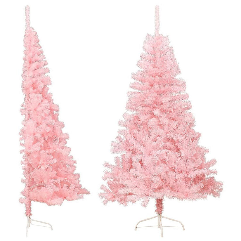 VidaXL 4' Pink PVC/Steel Artificial Half Christmas Tree with Stand Image