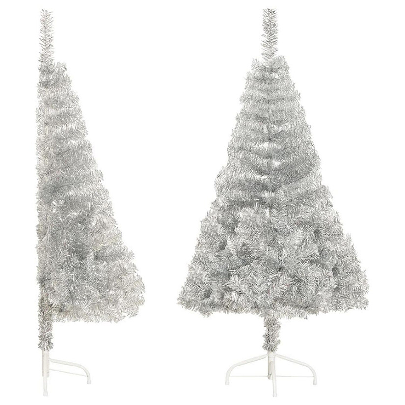 VidaXL 4' Silver PVC/Steel Artificial Half Christmas Tree with Stand Image