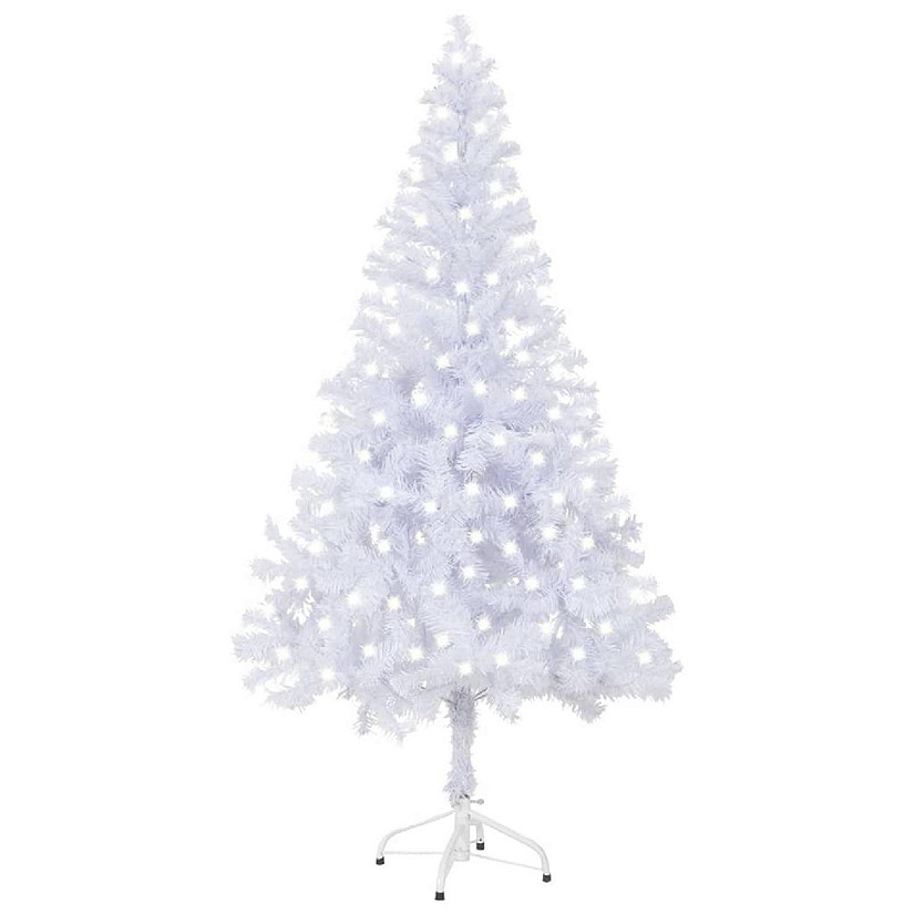 VidaXL 4' White Artificial Christmas Tree with LED Lights & 230pc Branch Set Image