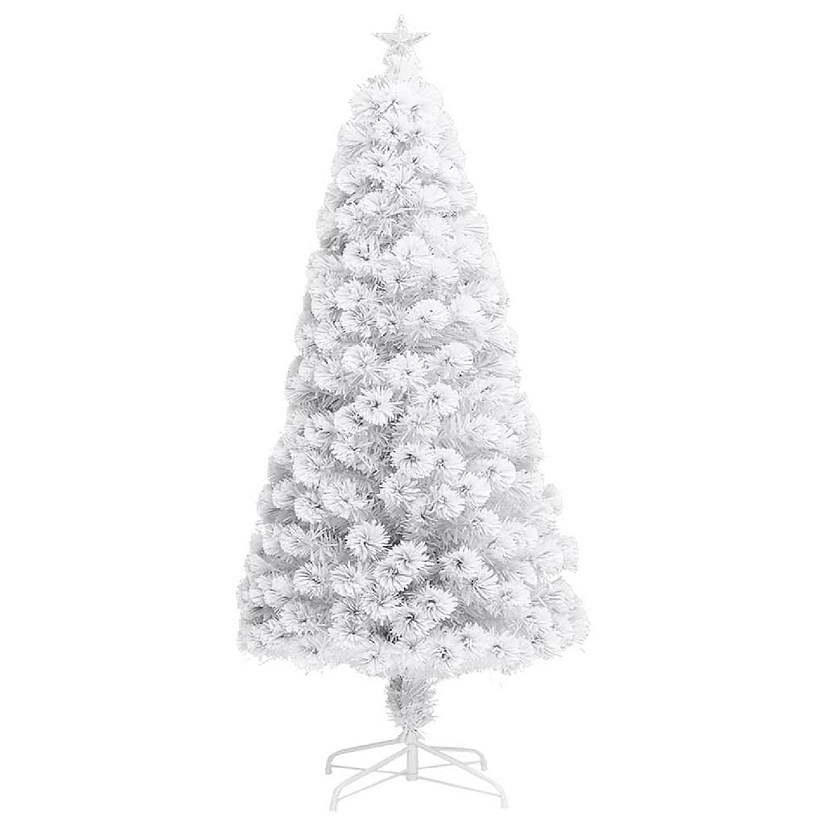 VidaXL 4' White Fiber Optic Artificial Christmas Tree with LED Lights Image