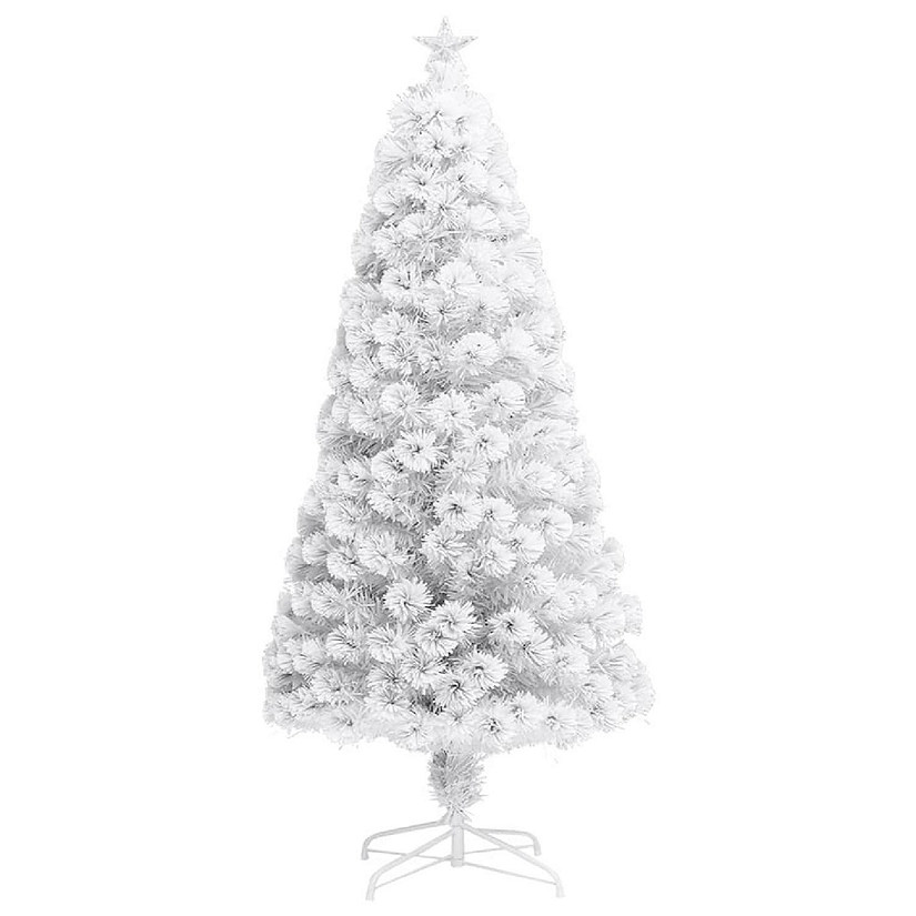 VidaXL 4' White Fiber Optic Artificial Christmas Tree with LED Lights