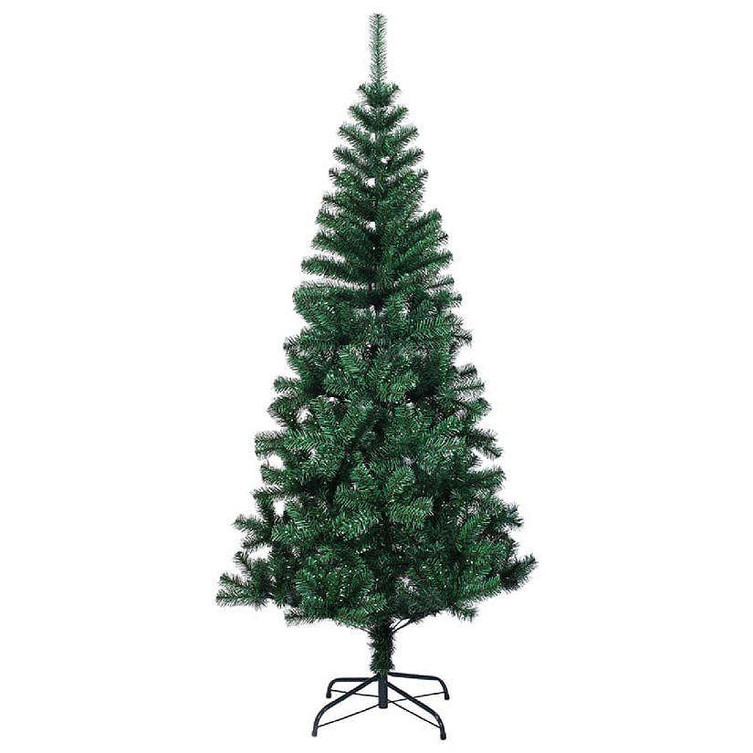 vidaXL 5' Green Artificial Christmas Tree with Iridescent Tips Image