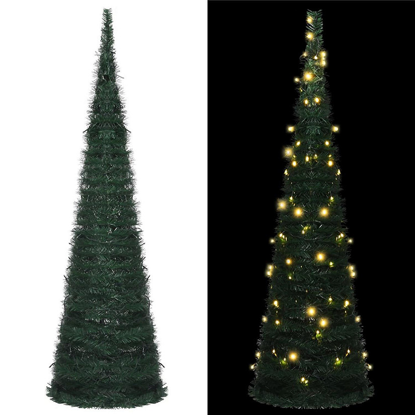 vidaXL 5' Green Pop-up String Artificial Christmas Tree With LED Lights Image
