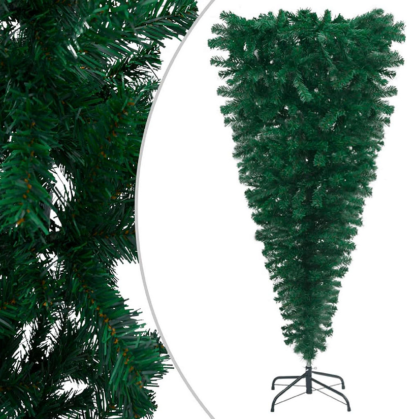 vidaXL 5' Green Upside-down Artificial Christmas Tree with Stand Image