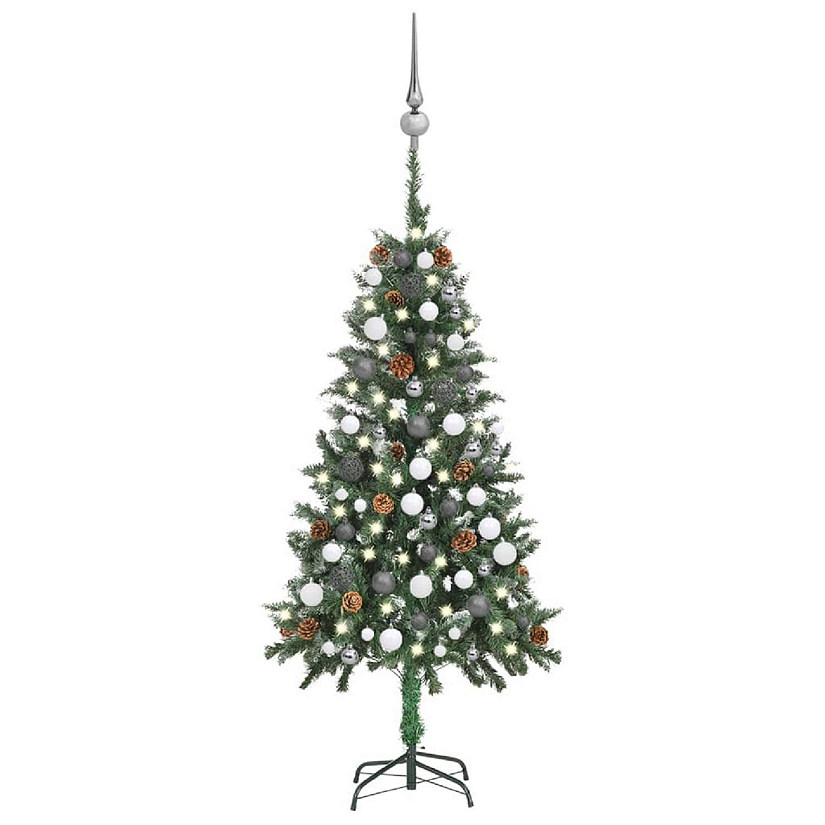 Vidaxl 5' Green White Artificial Christmas Tree With 150pc Led Lights 