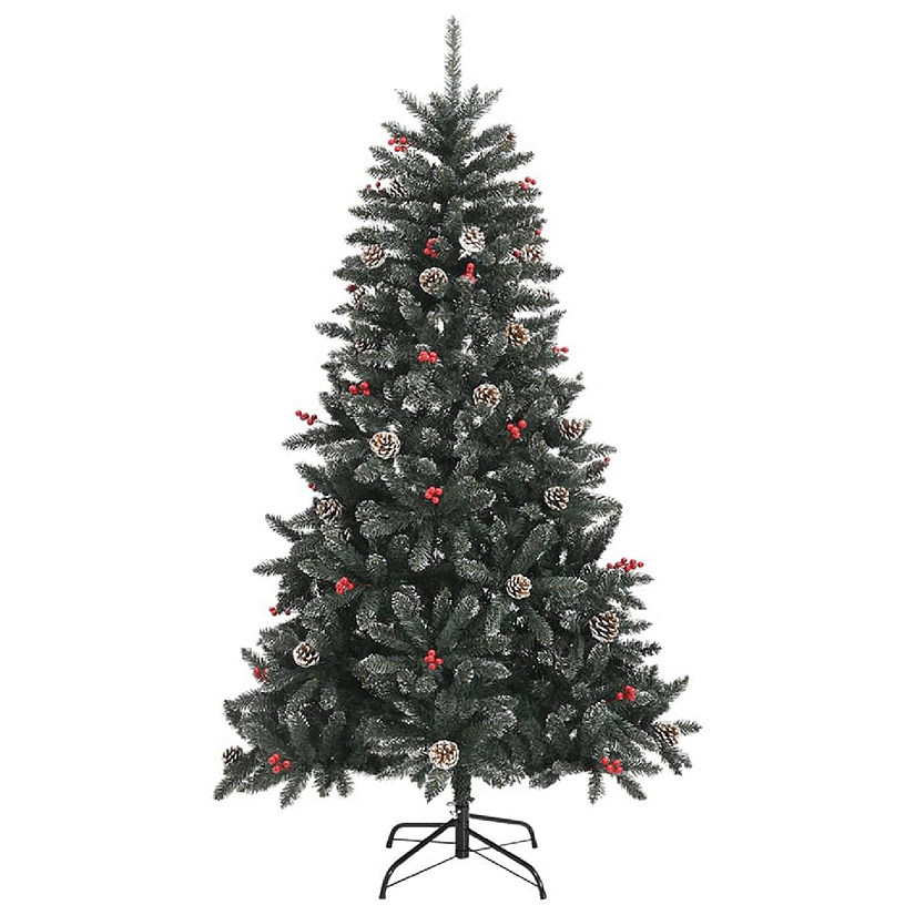 VidaXL 5' Green/White PVC/Steel Artificial Christmas Tree Image