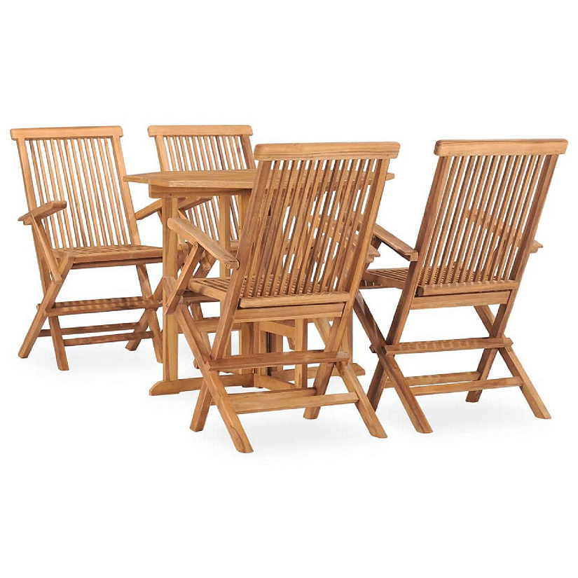 vidaXL 5 Piece Folding Patio Dining Set Solid Teak Wood Oriental Trading