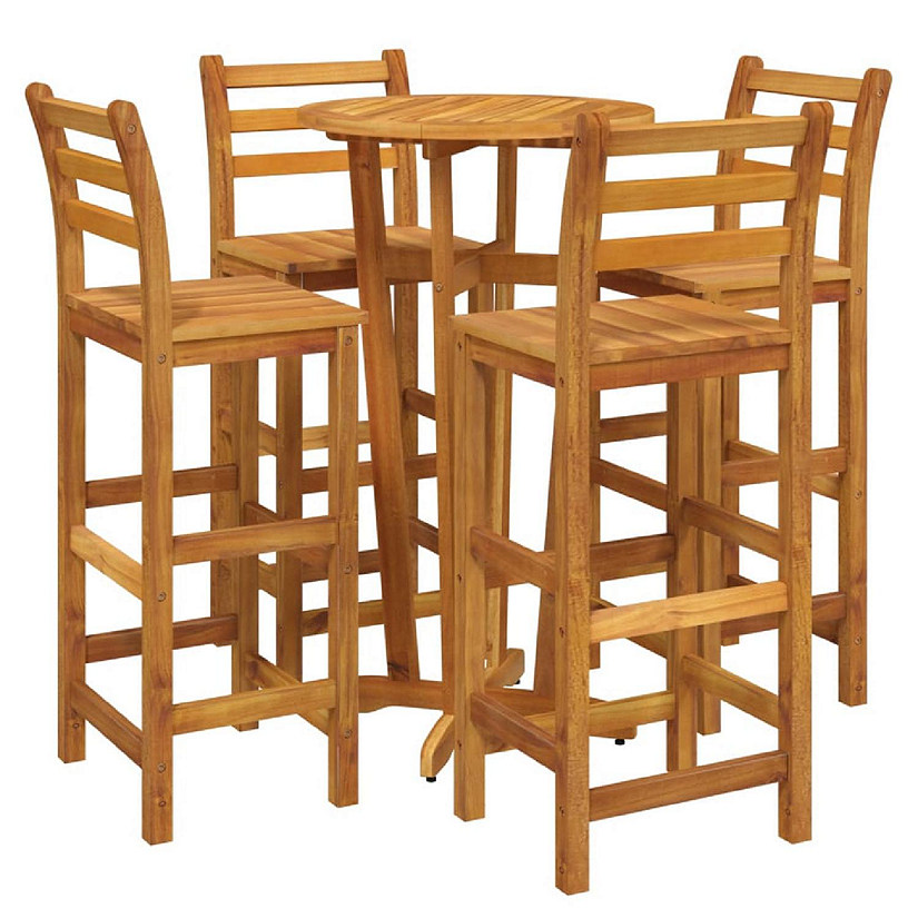 vidaXL 5 Piece Patio Bar Set Solid Wood Acacia Image