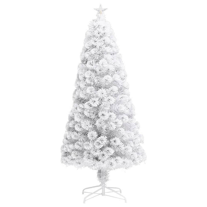VidaXL 5' White Fiber Optic Artificial Christmas Tree with LED Lights Image