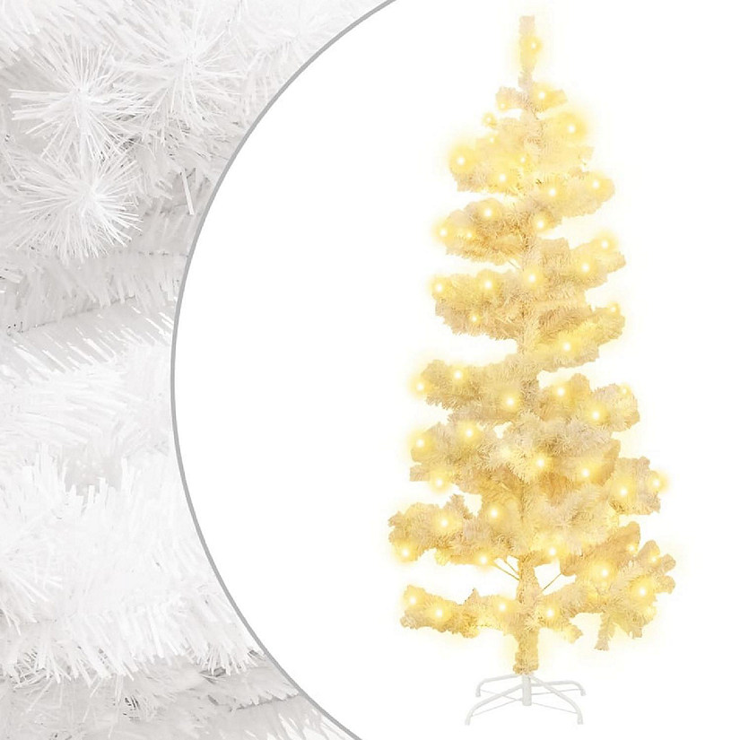 vidaXL 5' White Swirl Christmas Tree with LED Lights & Stand Image