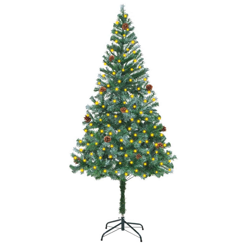 VidaXL 6' Artificial Christmas Tree with LED Lights & 12pc Pine Cone Image