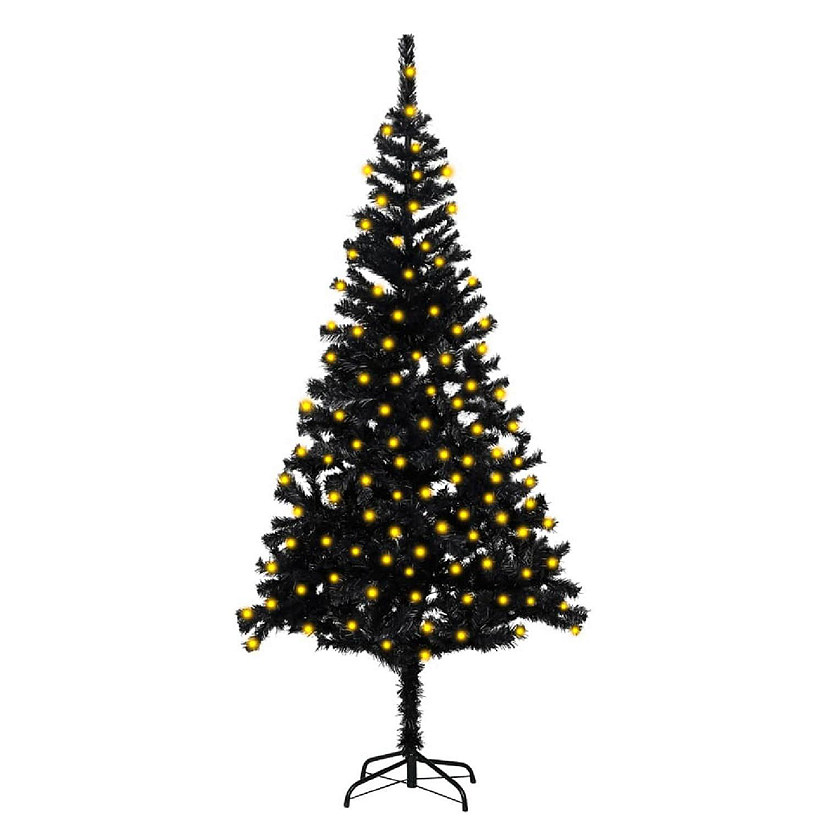VidaXL 6' Black Artificial Christmas Tree with LED Lights & Stand Image