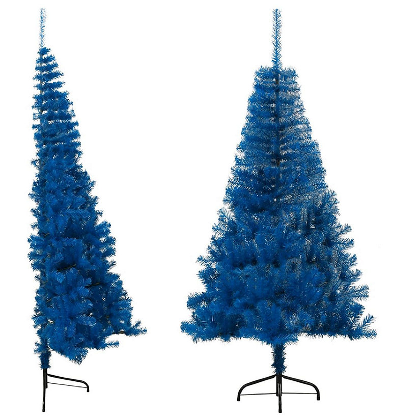 VidaXL 6' Blue PVC/Steel Artificial Half Christmas Tree with Stand Image