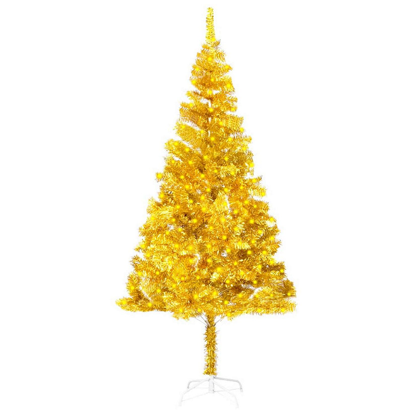 VidaXL 6' Gold Artificial Christmas Tree with LED Lights & Stand Image
